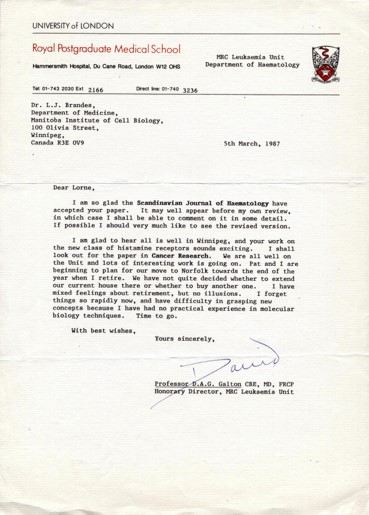 Image of Galton Retirement Paper. Transcription below.